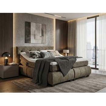 Polohovacia posteľ s matracom a topperom SALENA hnedosivá, 160x200 cm 6