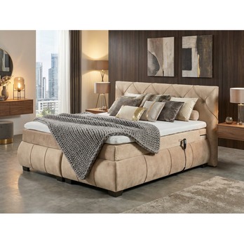 Polohovacia posteľ s matracom a topperom SALENA béžová, 160x200 cm 1