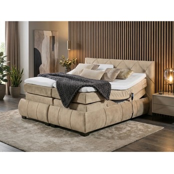 Polohovacia posteľ s matracom a topperom SALENA béžová, 160x200 cm 6