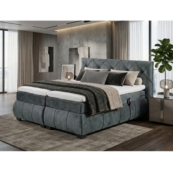 Polohovacia posteľ s matracom a topperom SALENA sivá, 160x200 cm 1