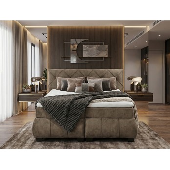 Polohovacia posteľ s matracom a topperom SALENA hnedosivá, 180x200 cm 5