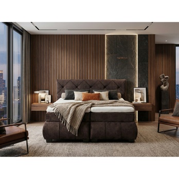 Polohovacia posteľ s matracom a topperom SALENA tmavohnedá, 180x200 cm 5