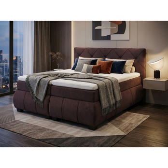 Polohovacia posteľ s matracom a topperom SALENA gaštanová, 180x200 cm 1