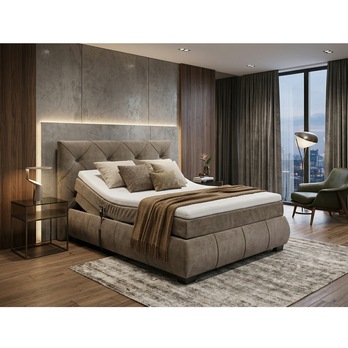 Polohovacia posteľ s matracom a topperom SALENA hnedosivá, 120x200 cm 5