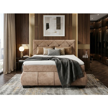 Polohovacia posteľ s matracom a topperom SALENA béžová, 120x200 cm 1