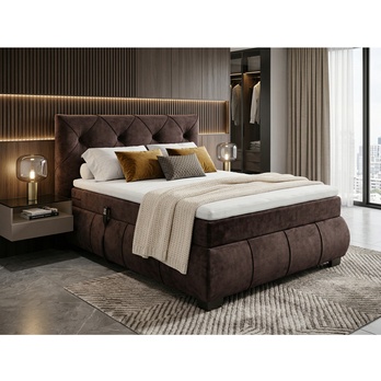 Polohovacia posteľ s matracom a topperom SALENA tmavohnedá, 120x200 cm 1