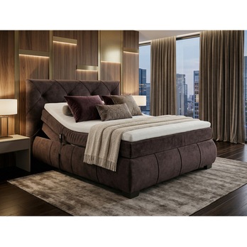 Polohovacia posteľ s matracom a topperom SALENA tmavohnedá, 120x200 cm 4