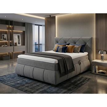 Polohovacia posteľ s matracom a topperom SALENA sivá, 120x200 cm 1