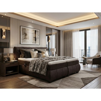 Polohovacia posteľ s matracom a topperom SALENA tmavohnedá, 180x200 cm 1