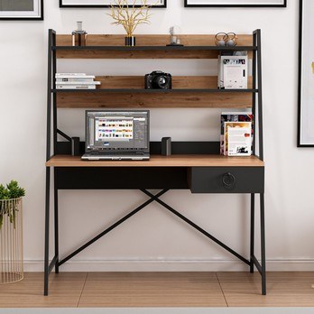 Písací stôl s regálom SAMBA čierna/dub 2