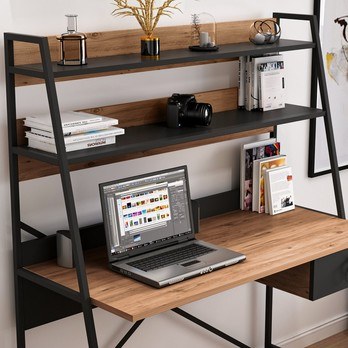 Písací stôl s regálom SAMBA čierna/dub 4