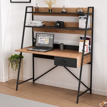 Písací stôl s regálom SAMBA čierna/dub 1