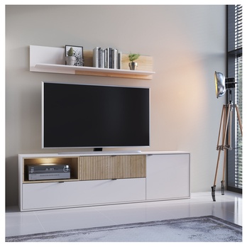 TV komoda SAMM dub cremona/kamenná béžová, šírka 204 cm 1