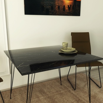 Jedálenský stôl SANDALF 2 čierny mramor/čierna 3