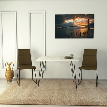 Jedálenský stôl SANDALF 2 biely mramor/čierna 1