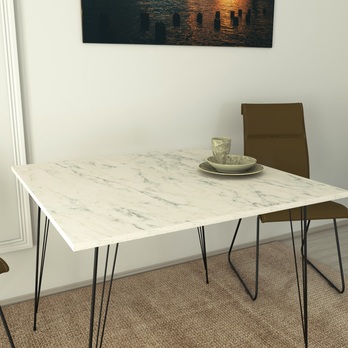 Jedálenský stôl SANDALF 2 biely mramor/čierna 3