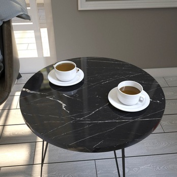 Prístavný stolík SANDALF čierny mramor/čierna 4