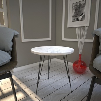 Prístavný stolík SANDALF biely mramor/čierna 1