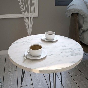 Prístavný stolík SANDALF biely mramor/čierna 3