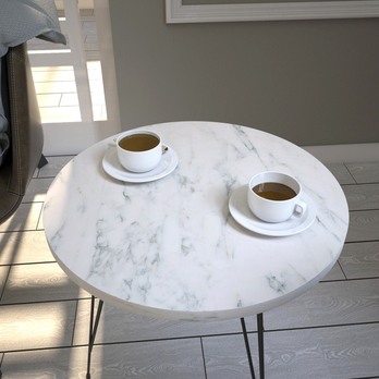 Prístavný stolík SANDALF biely mramor/čierna 4