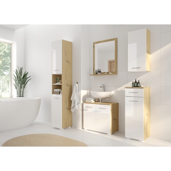 Spodná skrinka SANTINO dub artisan/biela vysoký lesk 1