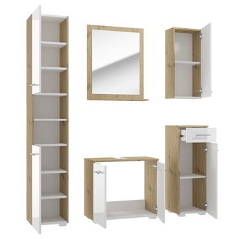 Spodná skrinka SANTINO dub artisan/biela vysoký lesk 2