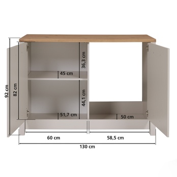 Spodná skrinka SARDEGNA 130 kašmírová/dub artisan 6