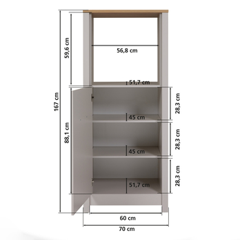 Skriňa na rúru a chladničku SARDEGNA kašmírová/dub artisan 7