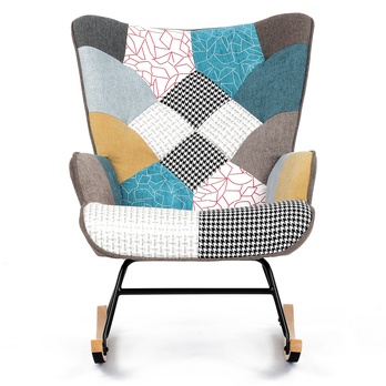 Hojdacie kreslo SARIA kaučukovník/patchwork 1