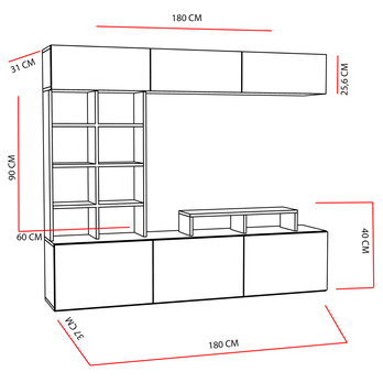 Obývacia stena SASA teak/čierna 6