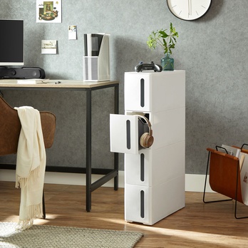 Regál s boxami SAVE biela/sivá 3