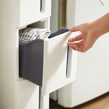 Regál s boxami SAVE biela/sivá 6