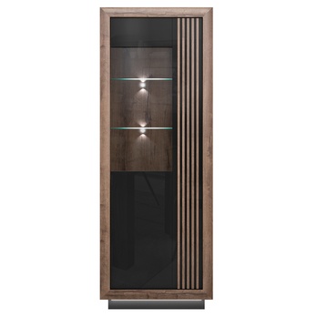 Vitrína SAVONA čierna/dub bahnitý, ľavá 2