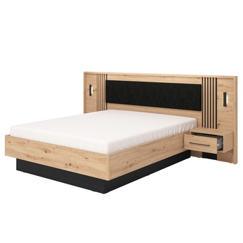 Posteľ s nočnými stolíkmi SCALA dub artisan/čierna, 160x200 cm 2