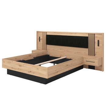 Posteľ s nočnými stolíkmi SCALA dub artisan/čierna, 160x200 cm 3