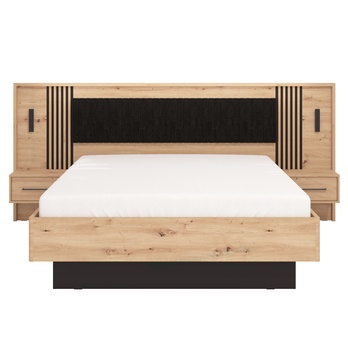 Posteľ s nočnými stolíkmi SCALA dub artisan/čierna, 160x200 cm 4