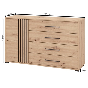 Komoda SCALA dub artisan, šírka 138 cm 5