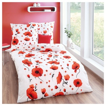 Posteľná bielizeň SCARLETT POPPIES biela/červená, 70x90 a 140x200 cm 1