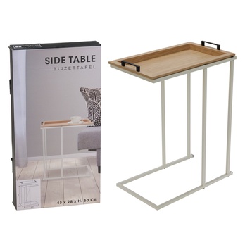 Prístavný stolík SCOUT slonovinová/drevo 1