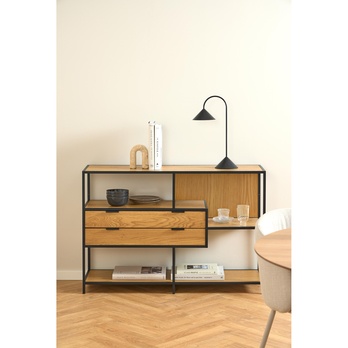 Regál/knižnica SEAFORD 18 dub divoký/čierna 1