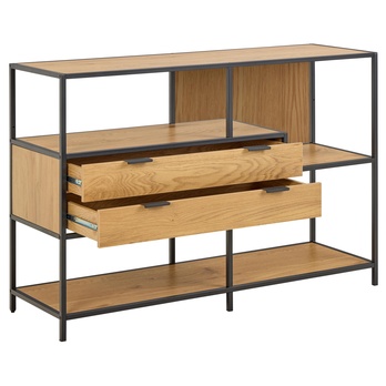 Regál/knižnica SEAFORD 18 dub divoký/čierna 2