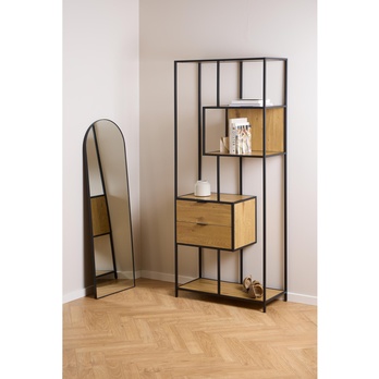 Regál/knižnica SEAFORD 21 dub divoký/čierna 1