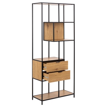 Regál/knižnica SEAFORD 21 dub divoký/čierna 2