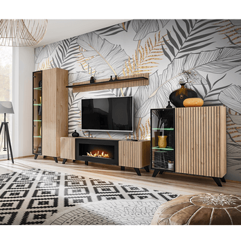 Vysoká vitrína SEAN prírodná/čierna 1