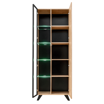 Vysoká vitrína SEAN prírodná/čierna 2