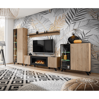 Nástenná polica SEAN prírodná/čierna 1