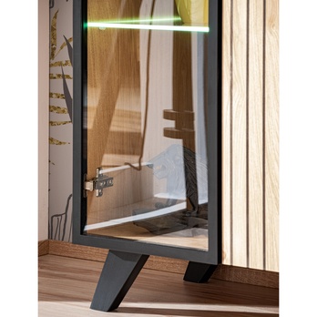 Vysoká vitrína SEAN prírodná/čierna 8