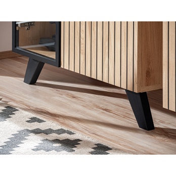 Vysoká vitrína SEAN prírodná/čierna 9