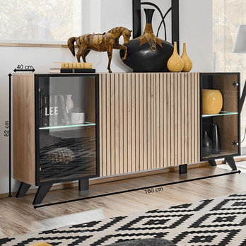 Komoda SEAN prírodná/čierna 11