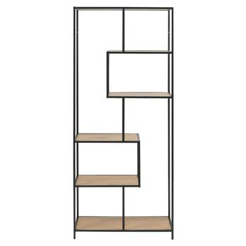 Regál SEANO čierna/divoký dub, šírka 77 cm 2